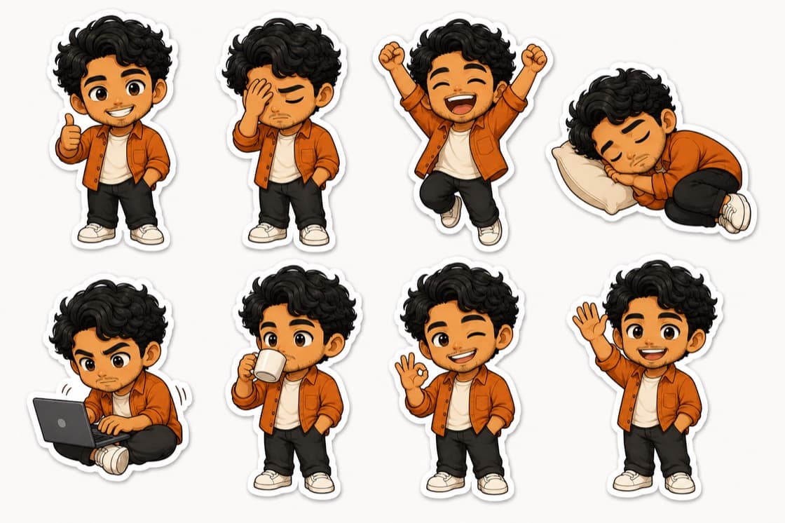 Sticker Pack 8 Ekspresi — contoh hasil prompt